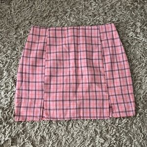 Pink Plaid Skirt